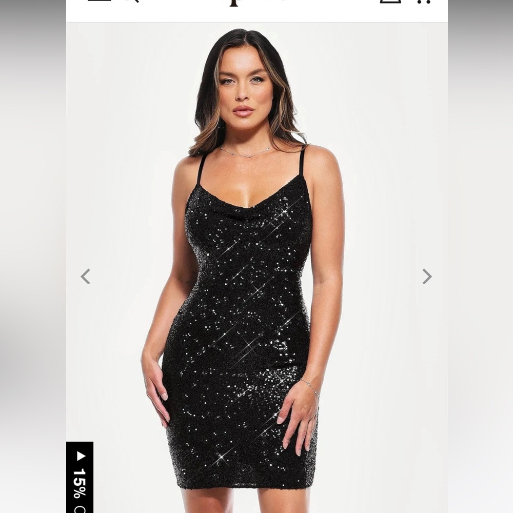 Elegant Black Sequin Mini Dress
